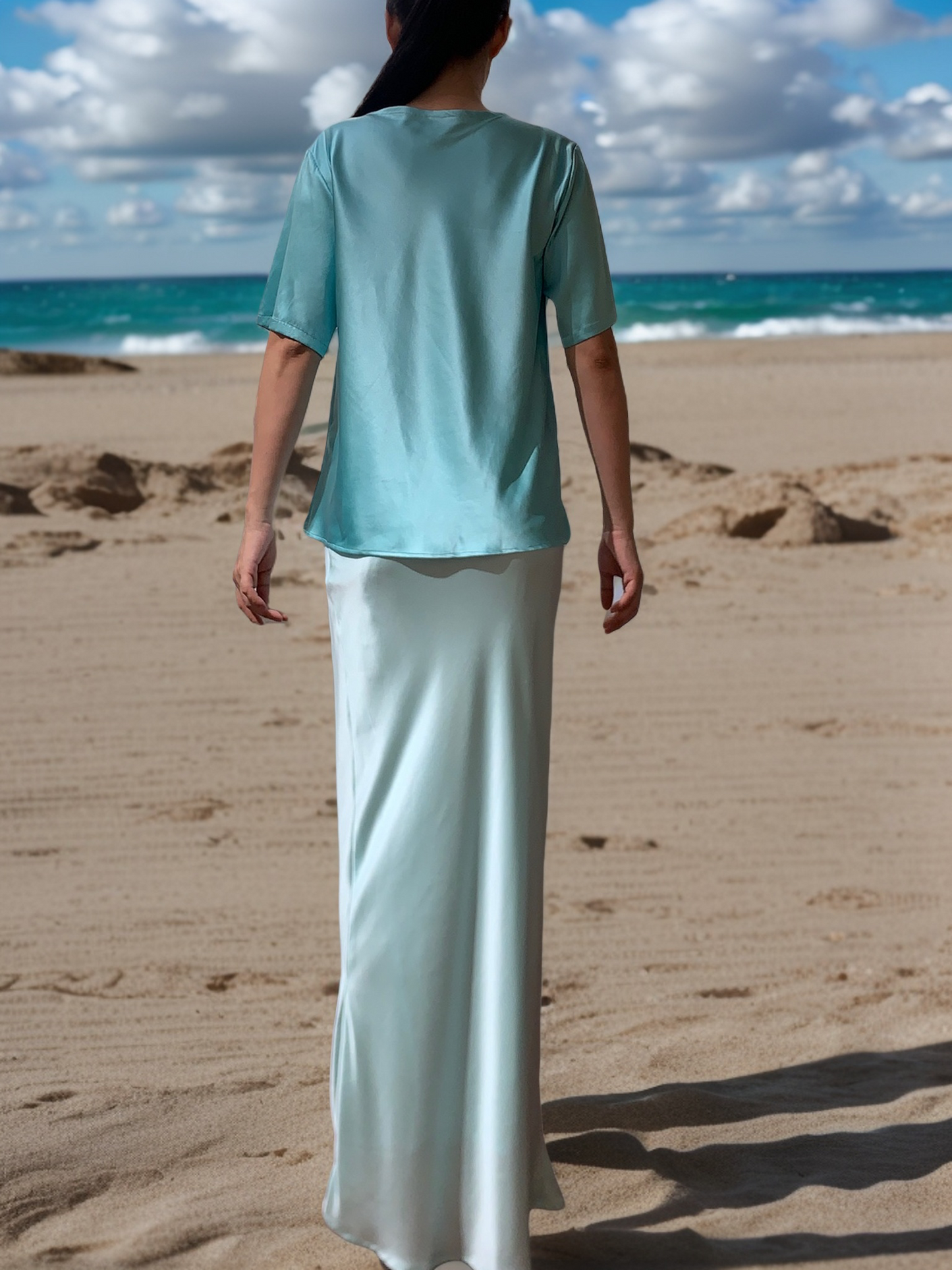 Mulberry Silk Chemise Cowl Neck Tee