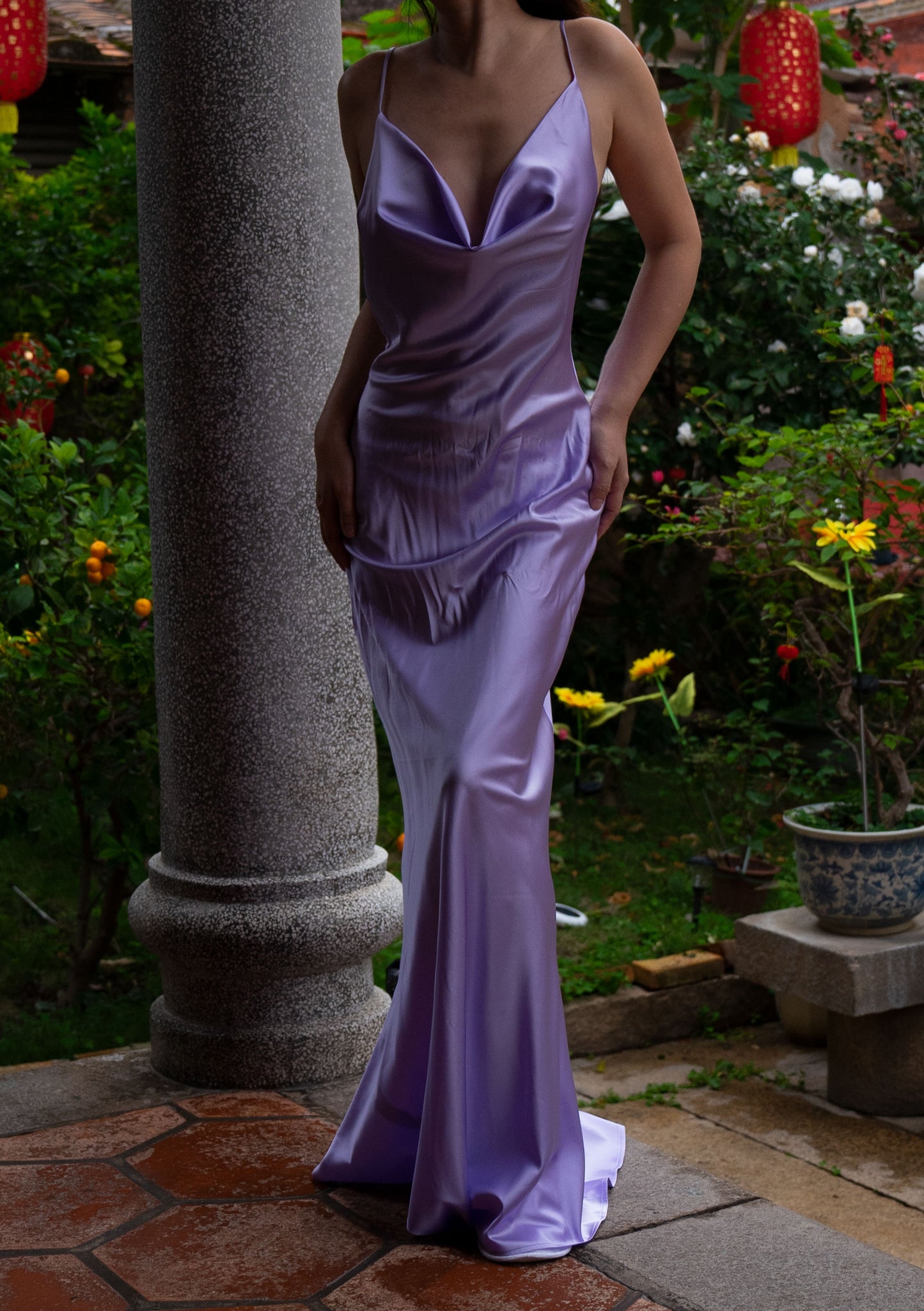 100% Mulberry Silk Cielo Lavender Dress Gown