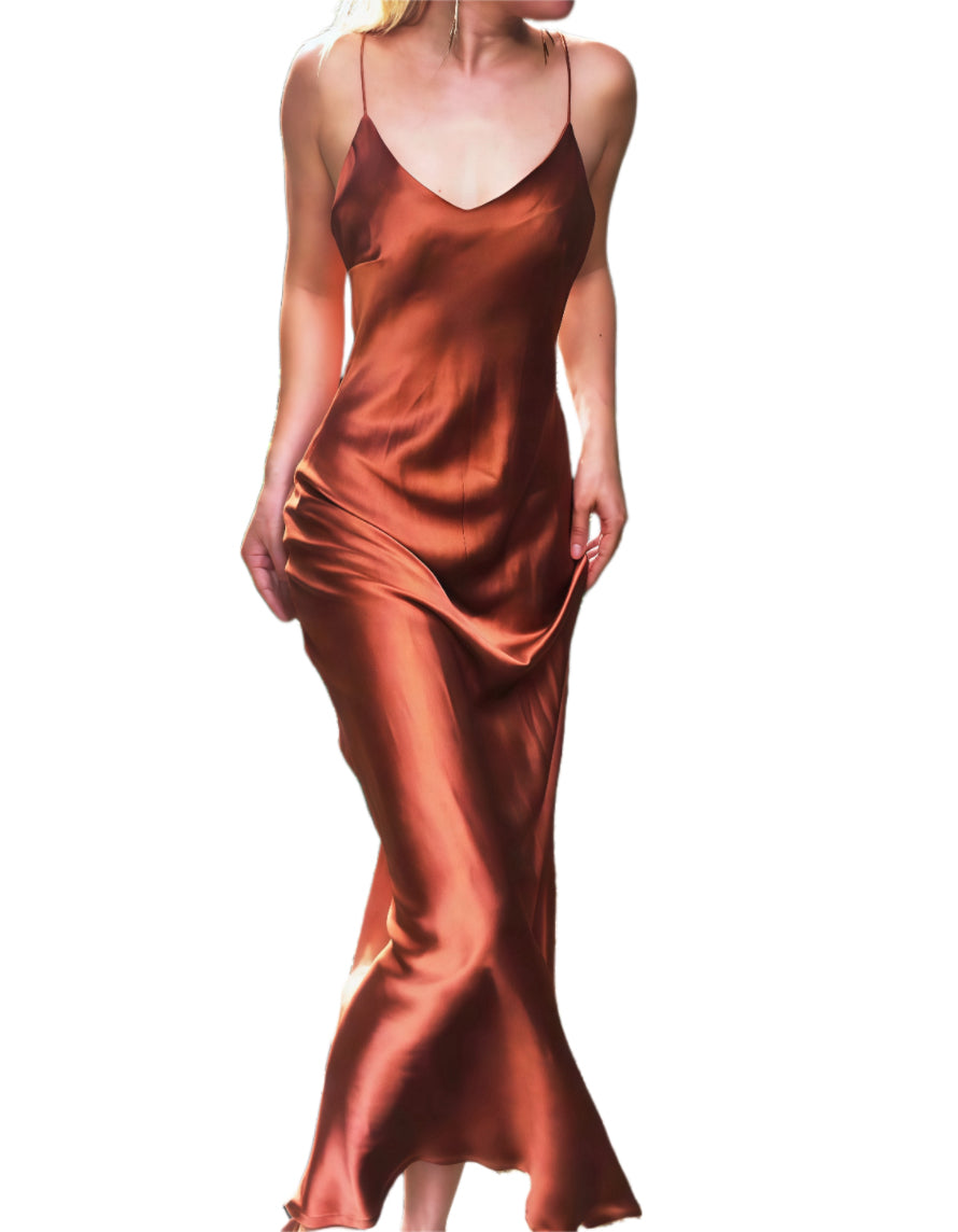 strapless open back dress Women's Luxury 22mm Silk Slip Dress with Crystal Details main image 1