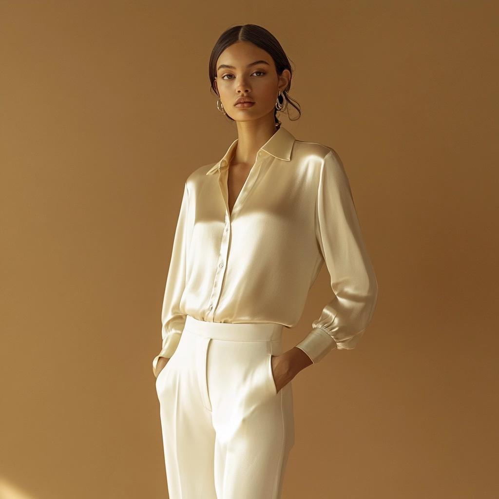 champagne white blouse
