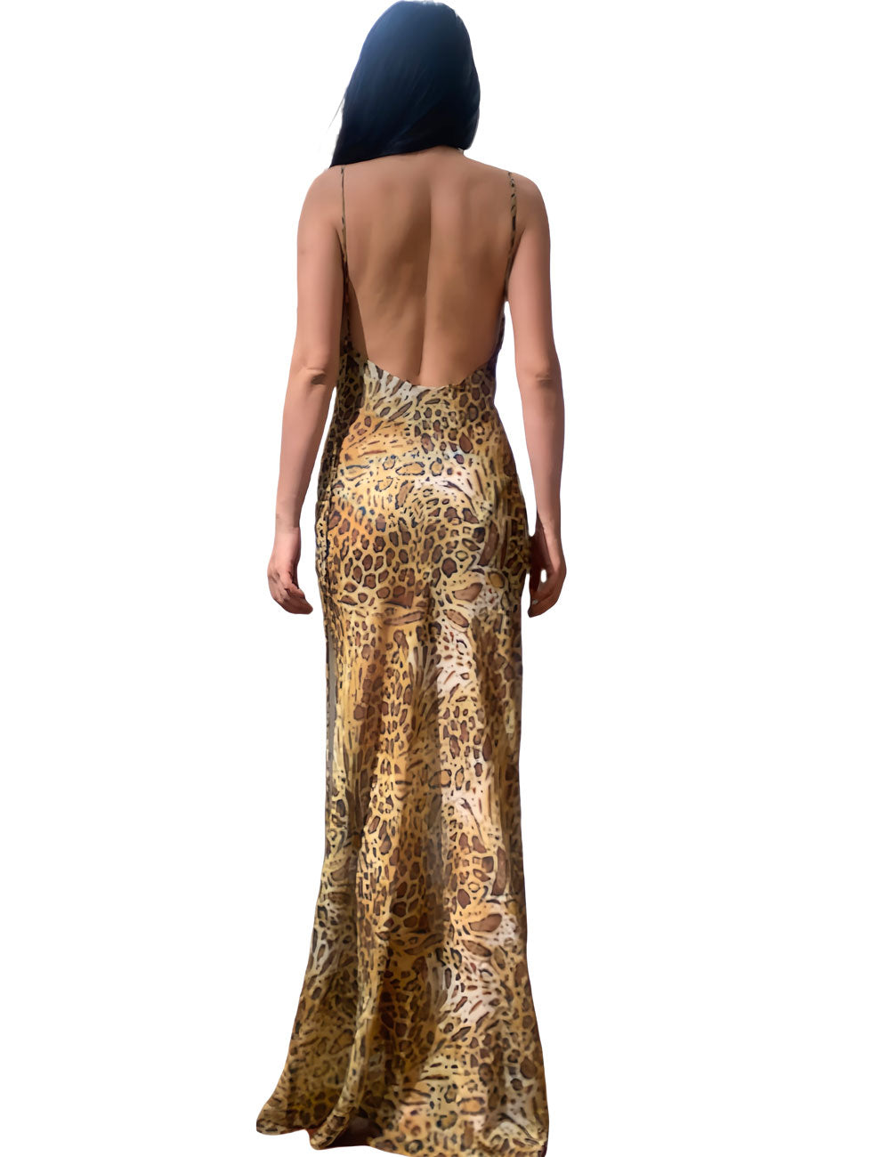 Leopard Silk Chiffon Gown
