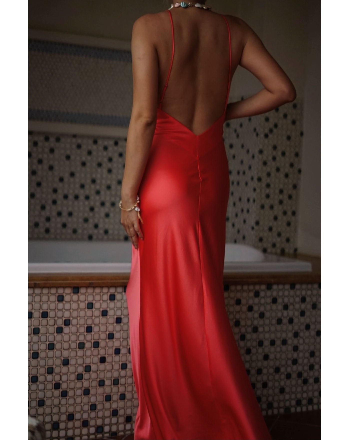 100% Mulberry Silk Simplicity V Neck Dress - Studio Alashanghai Silk