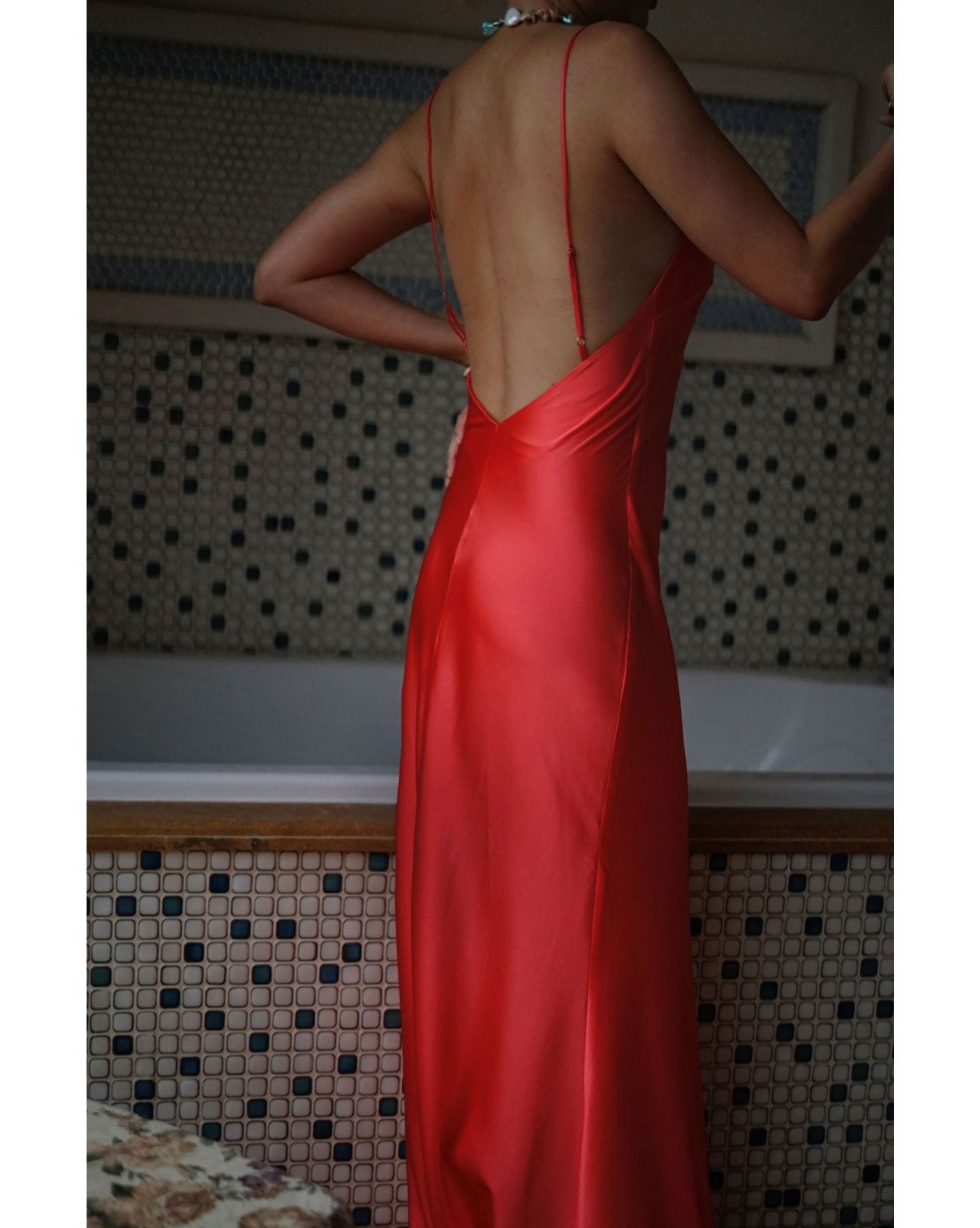 100% Mulberry Silk Simplicity V Neck Dress - Studio Alashanghai Silk