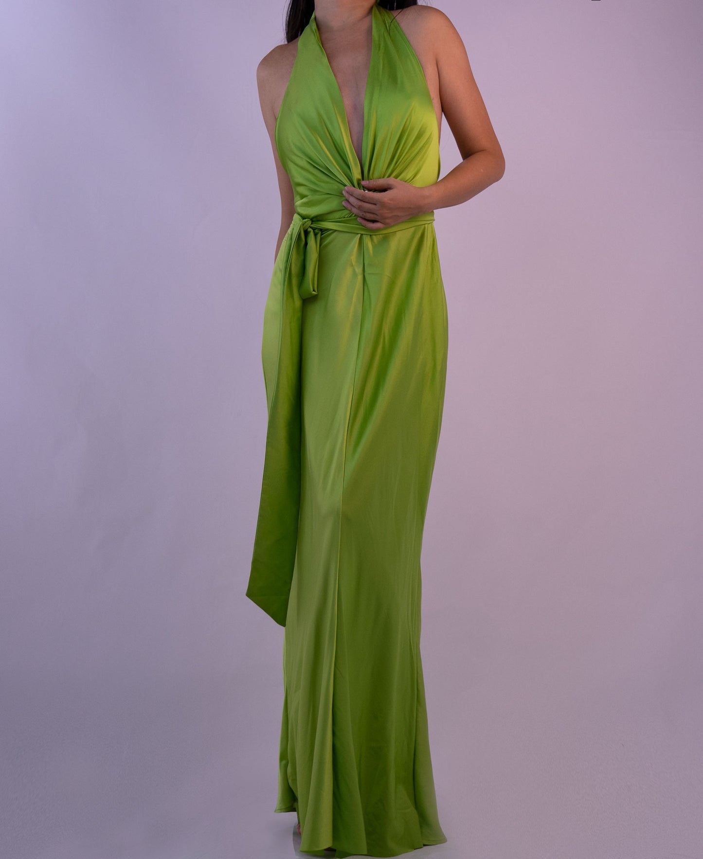 100% Mulberry Silk Jewel Green Dress Gown