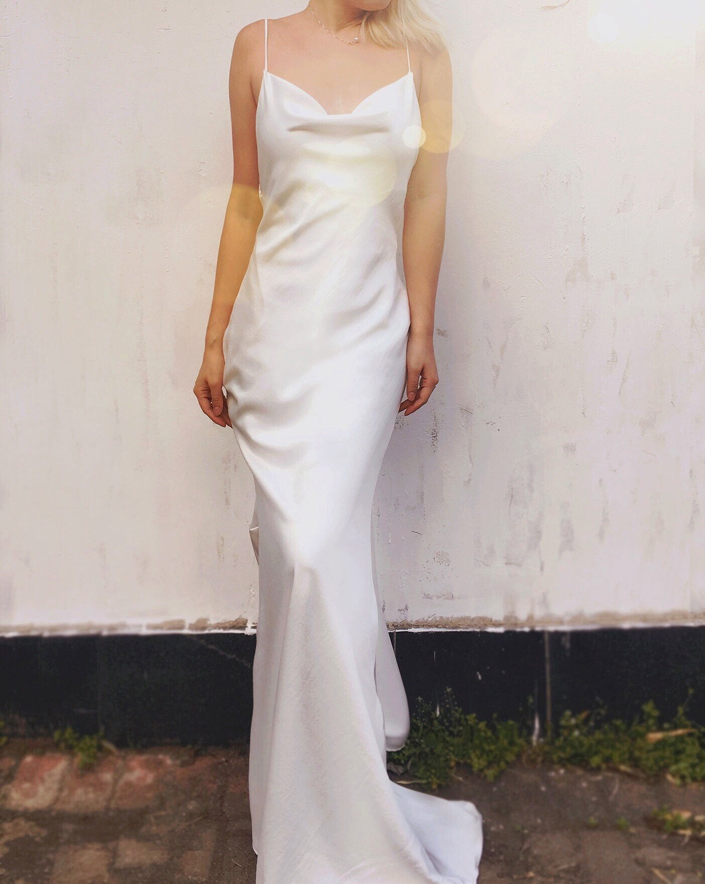 Aiza White Draped Dress Gown - Studio Alashanghai Silk