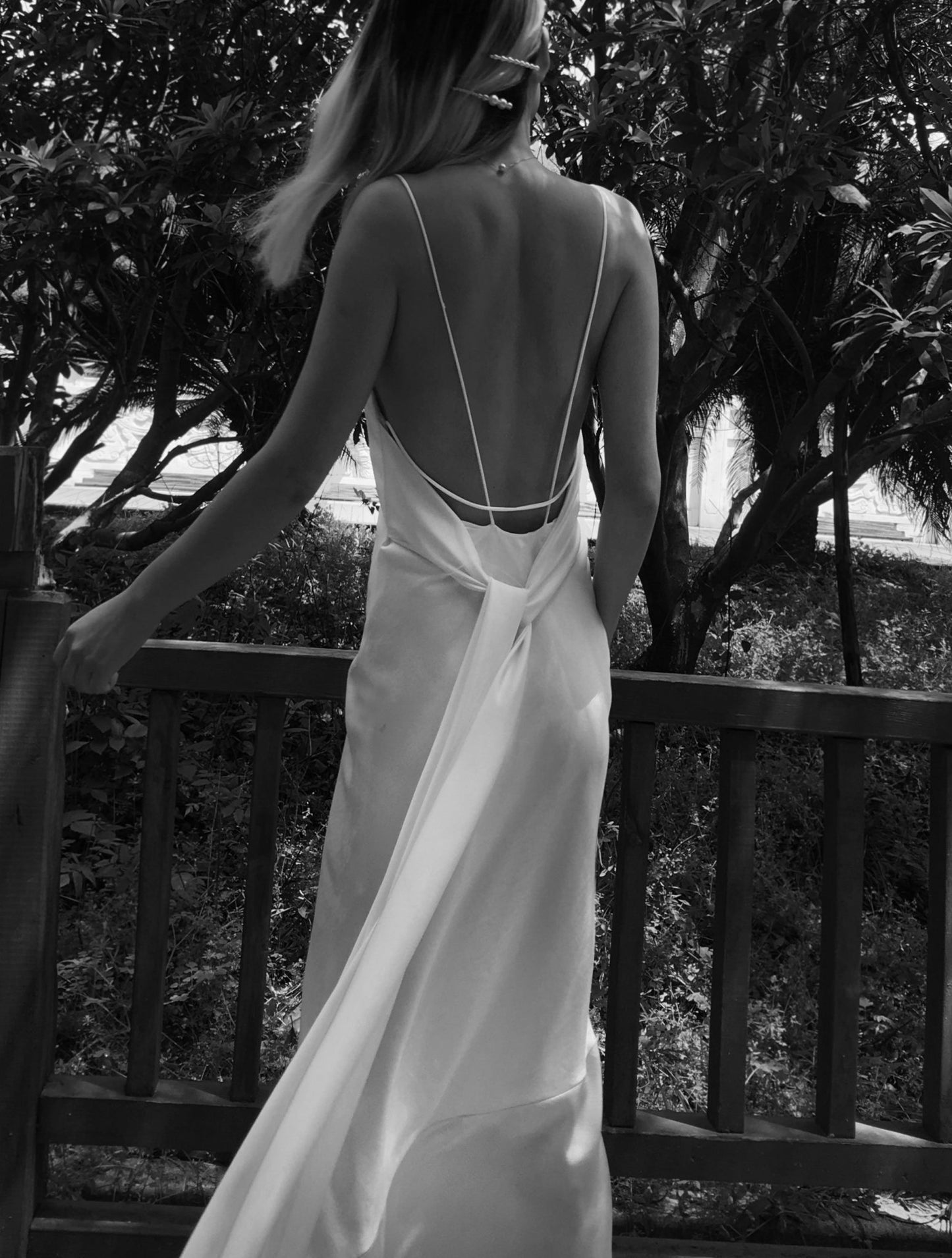 Aiza White Draped Dress Gown - Studio Alashanghai Silk