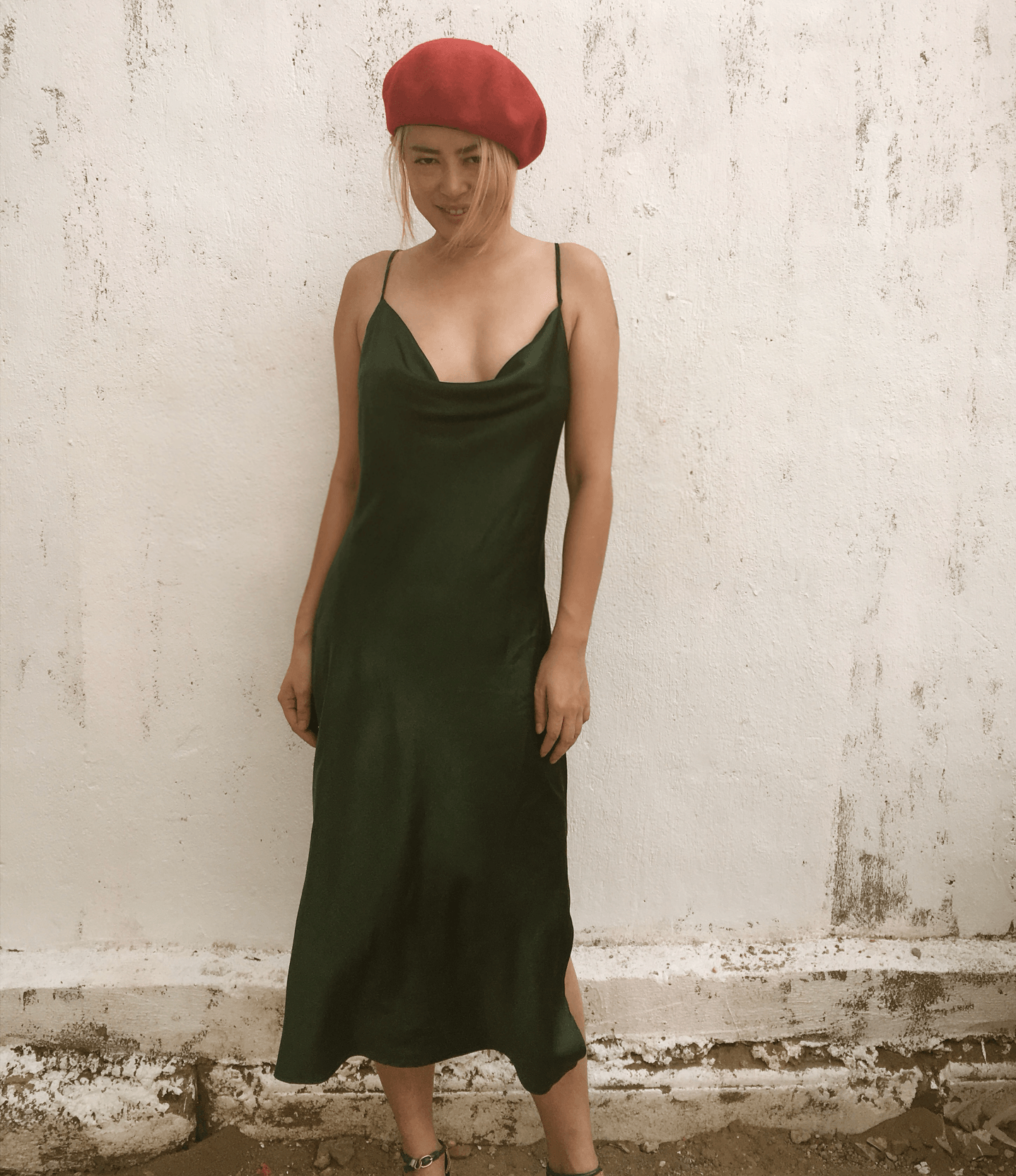 Dark Green Mulberry Silk Chemise Slip Dress - Studio Alashanghai Silk