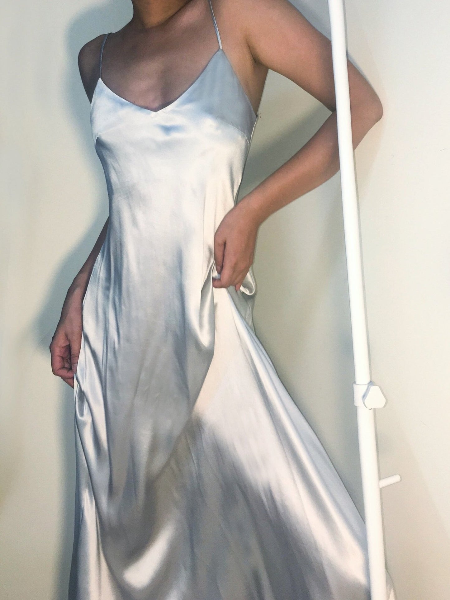 Deep Green V Neck Slip Dress - Studio Alashanghai Silk
