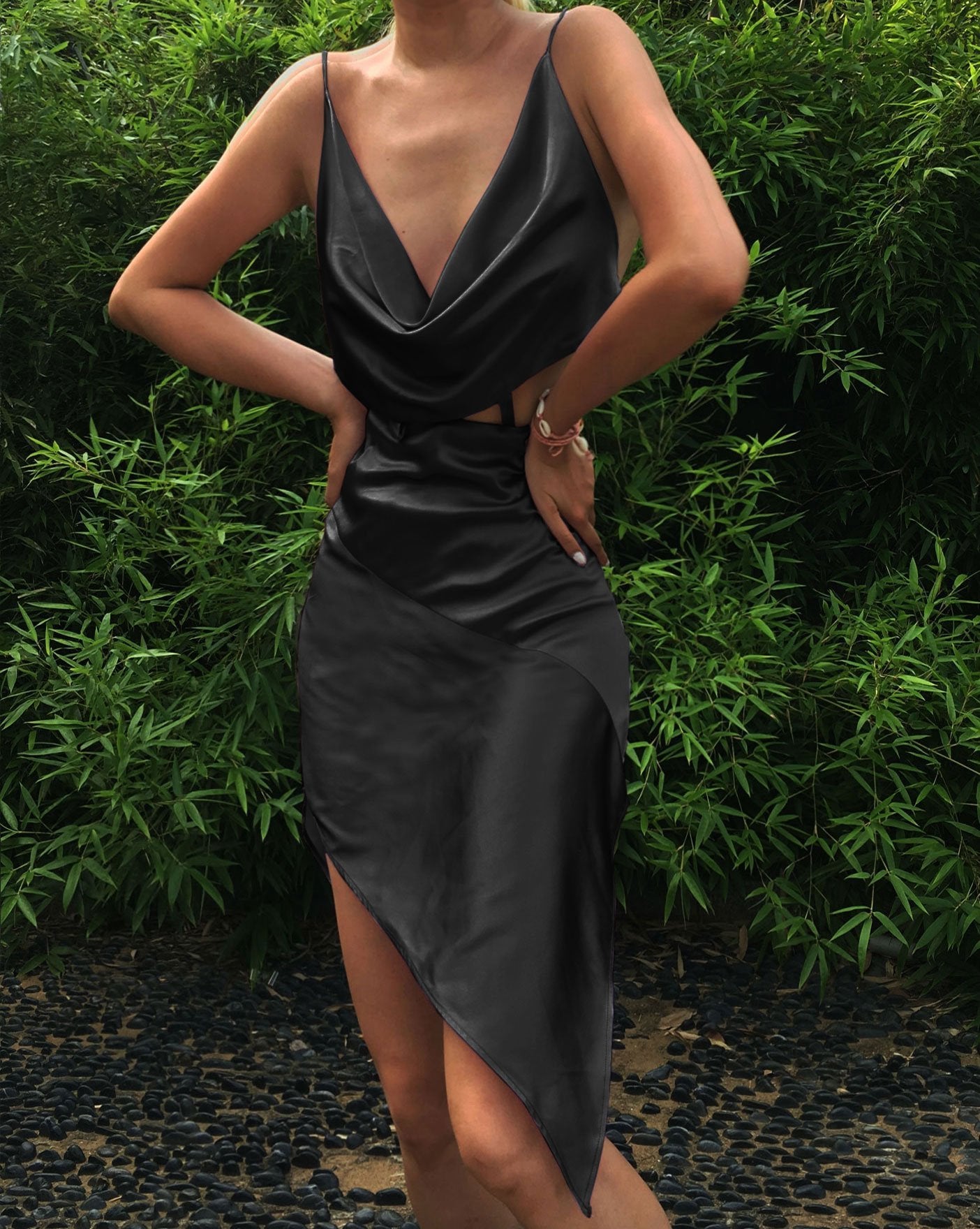 Gia Asymmetrical Backless Dress - Studio Alashanghai Silk