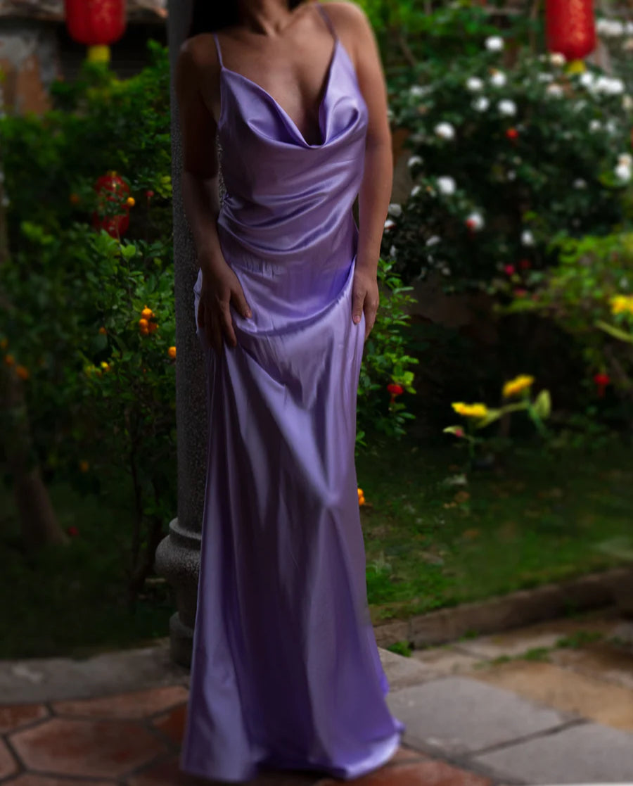 100% Mulberry Silk Cielo Lavender Dress Gown