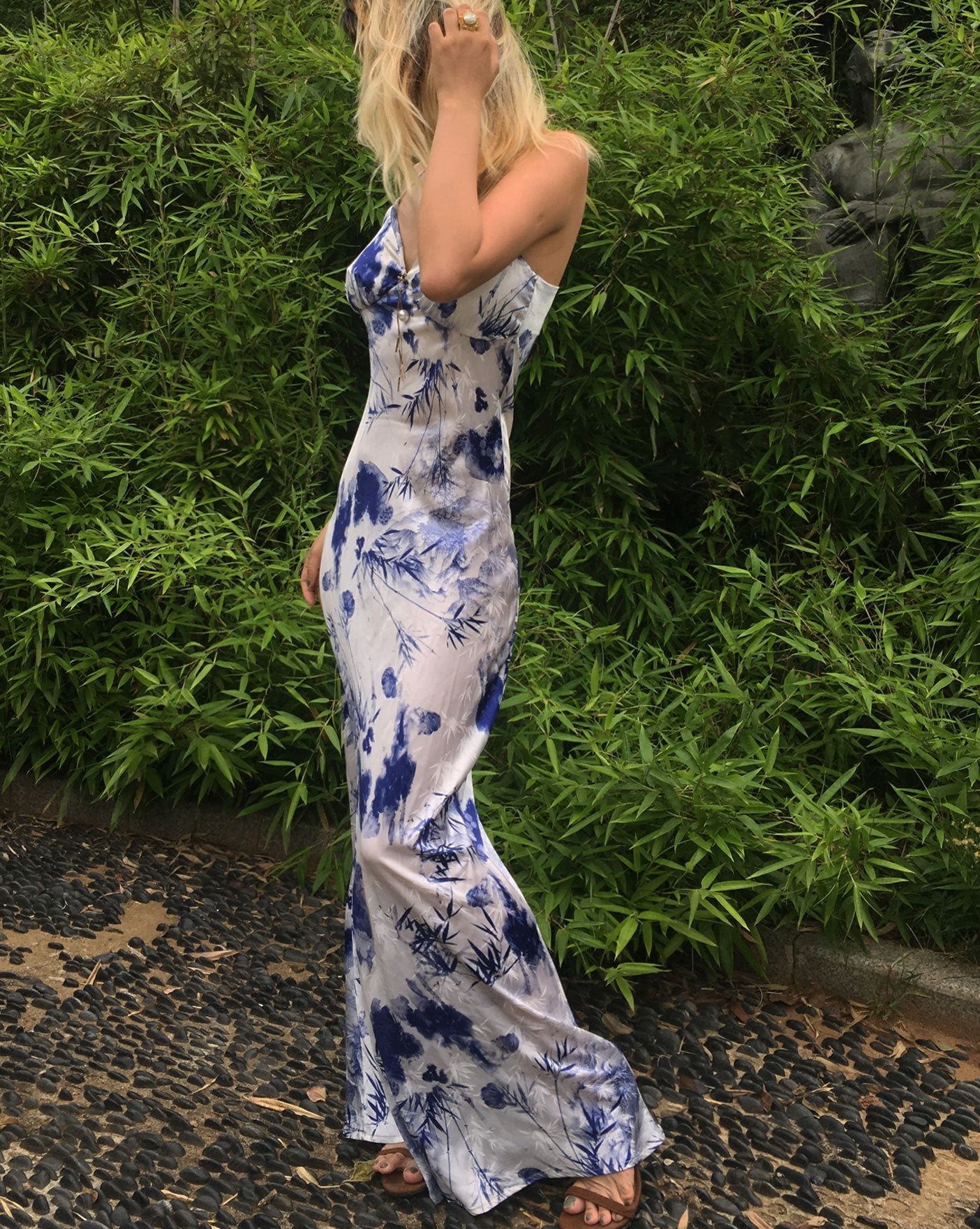 Ink Bamboo Hadiya Mulberry Silk Long dress - Studio Alashanghai Silk