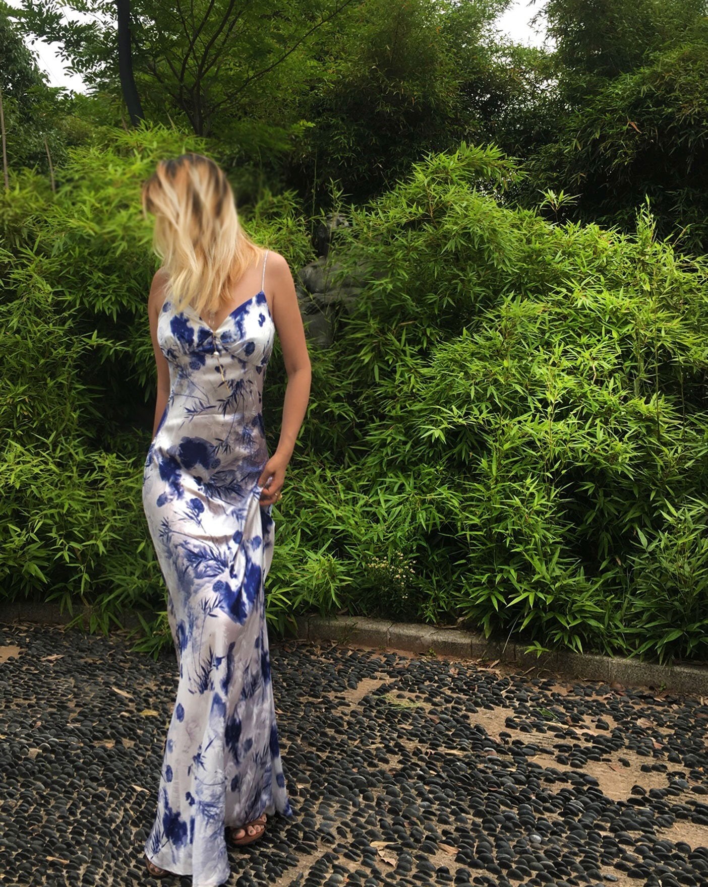 Ink Bamboo Hadiya Mulberry Silk Long dress - Studio Alashanghai Silk