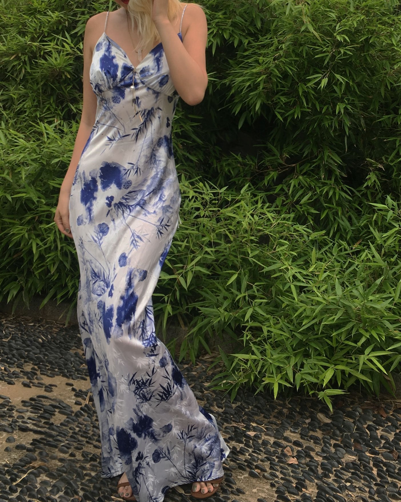 Ink Bamboo Hadiya Mulberry Silk Long dress - Studio Alashanghai Silk