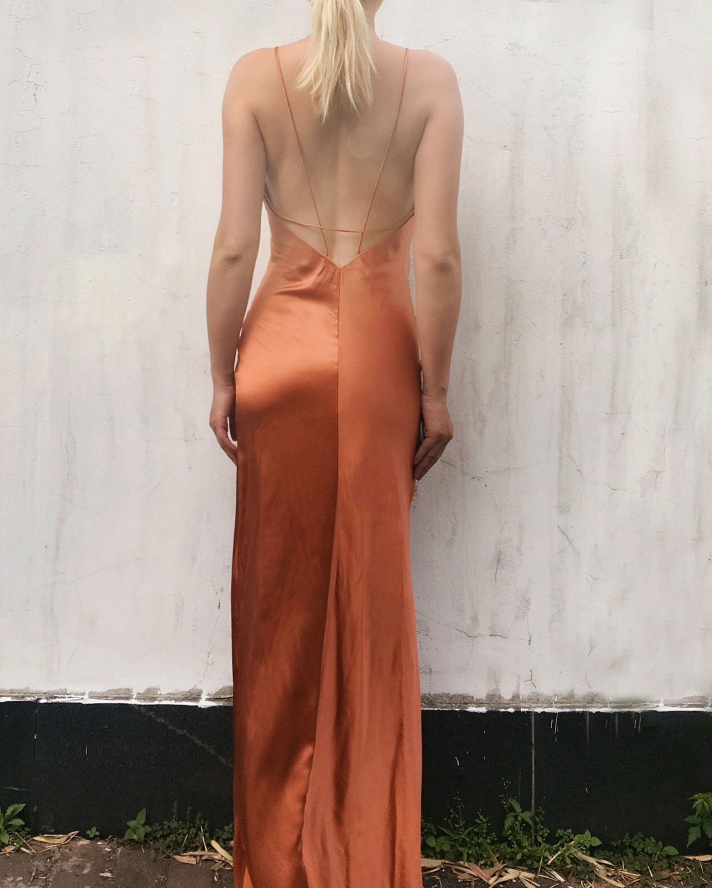 open lace back dress Final Sale Plus Size Off The Shoulder Frill Tiered Maxi Dress with Slit in Burnt Orange Tomato Red