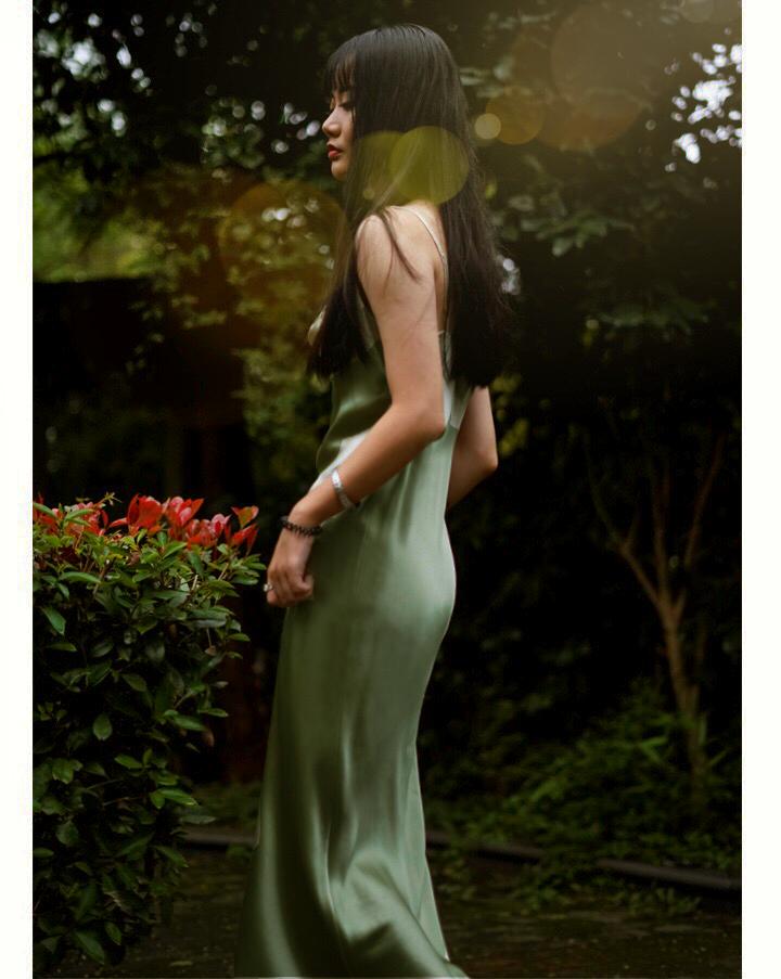 Sage Green Mulberry Silk Cowl Neck Slip Dress * 90 Colors Options - Studio Alashanghai Silk