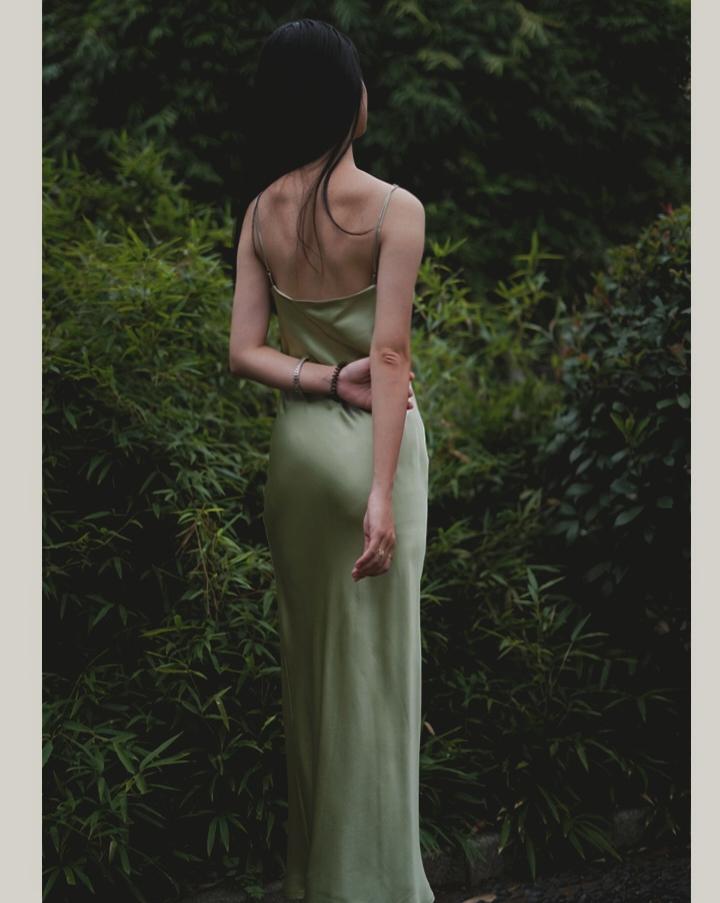 Sage Green Mulberry Silk Cowl Neck Slip Dress * 90 Colors Options - Studio Alashanghai Silk