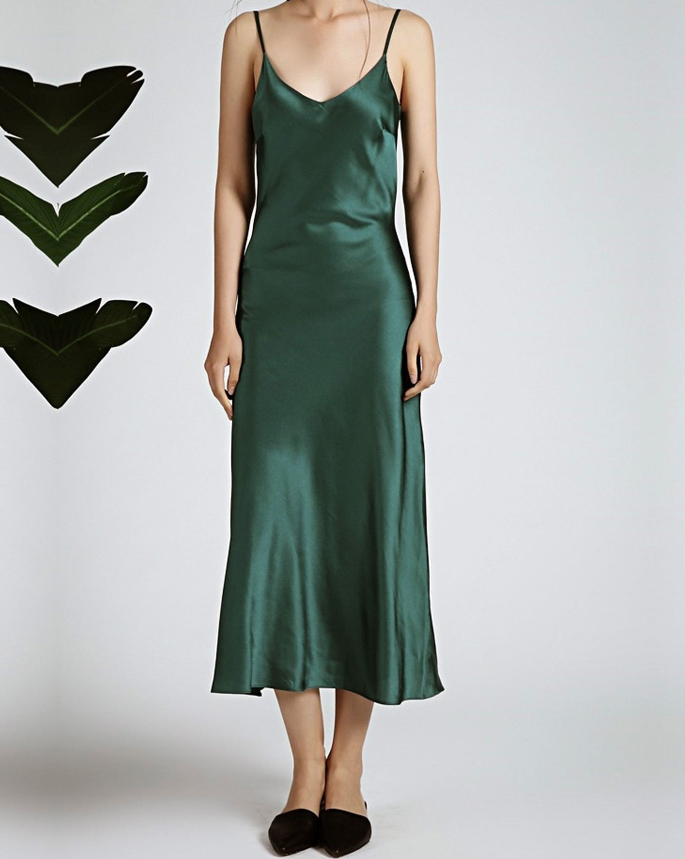 SAMPLE SALE *Black V Neck Mulberry Silk Slip Dress - Studio Alashanghai Silk