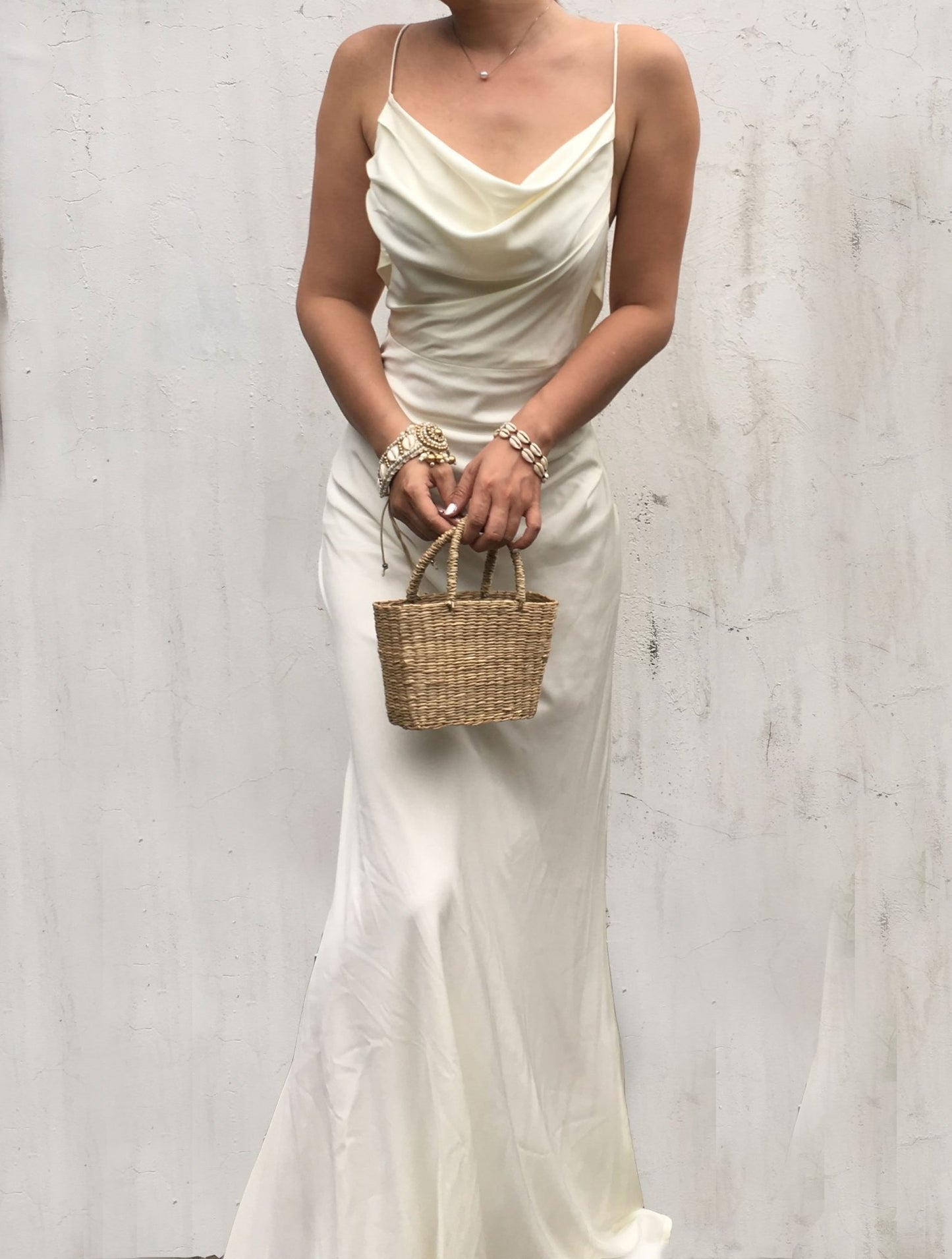 SAMPLE SALE * Pearl White Pure Silk Dress Gown - Studio Alashanghai Silk