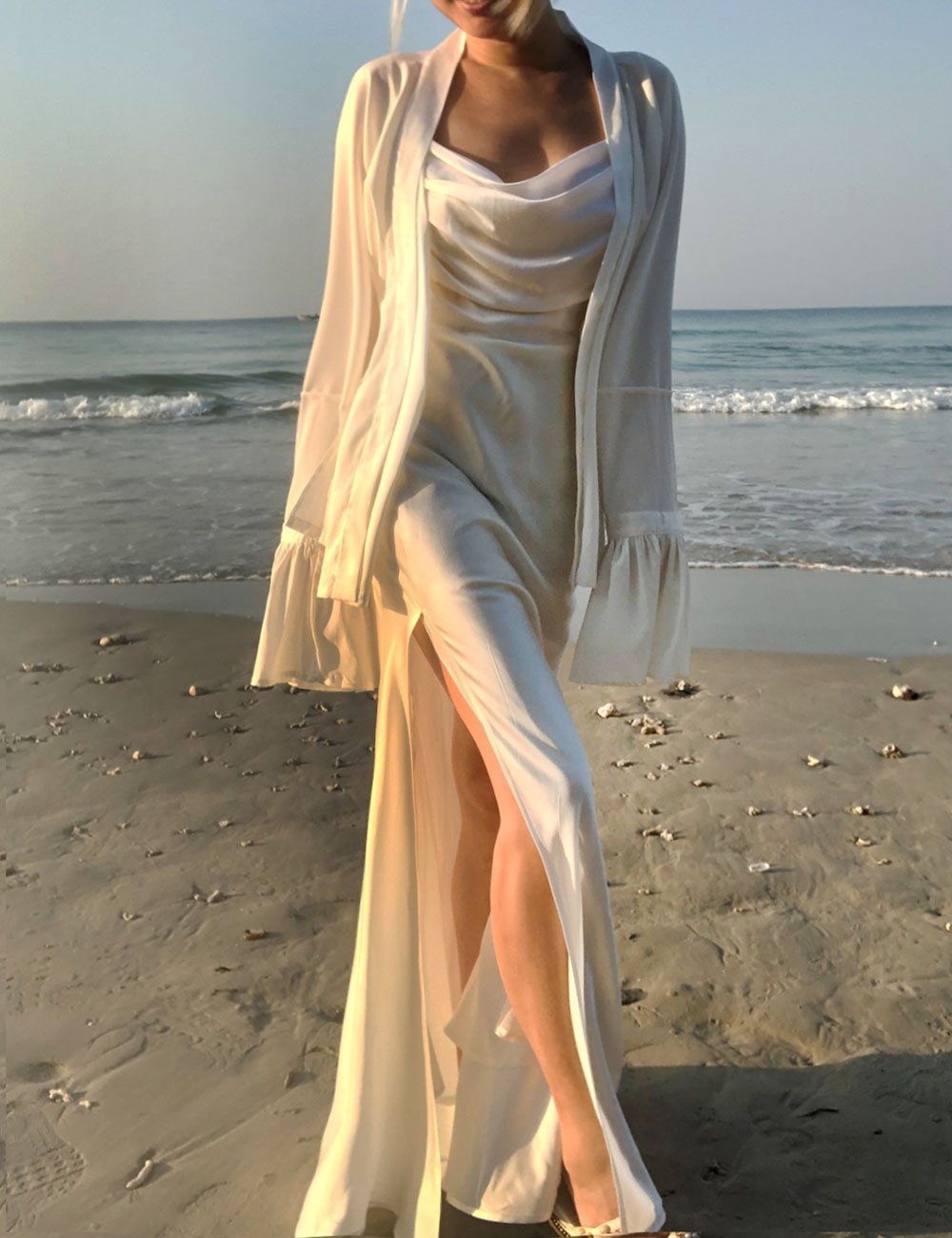 White Mulberry Silk Cover Up Blouse - Studio Alashanghai Silk