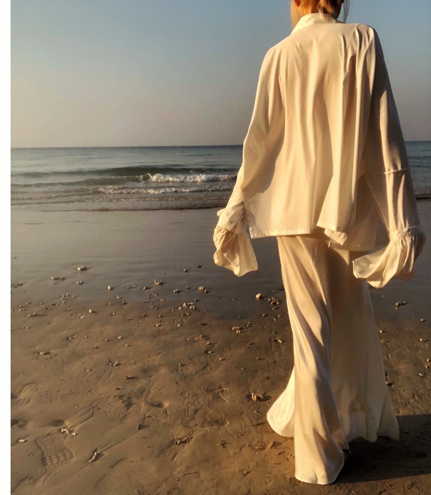 White Mulberry Silk Cover Up Blouse - Studio Alashanghai Silk