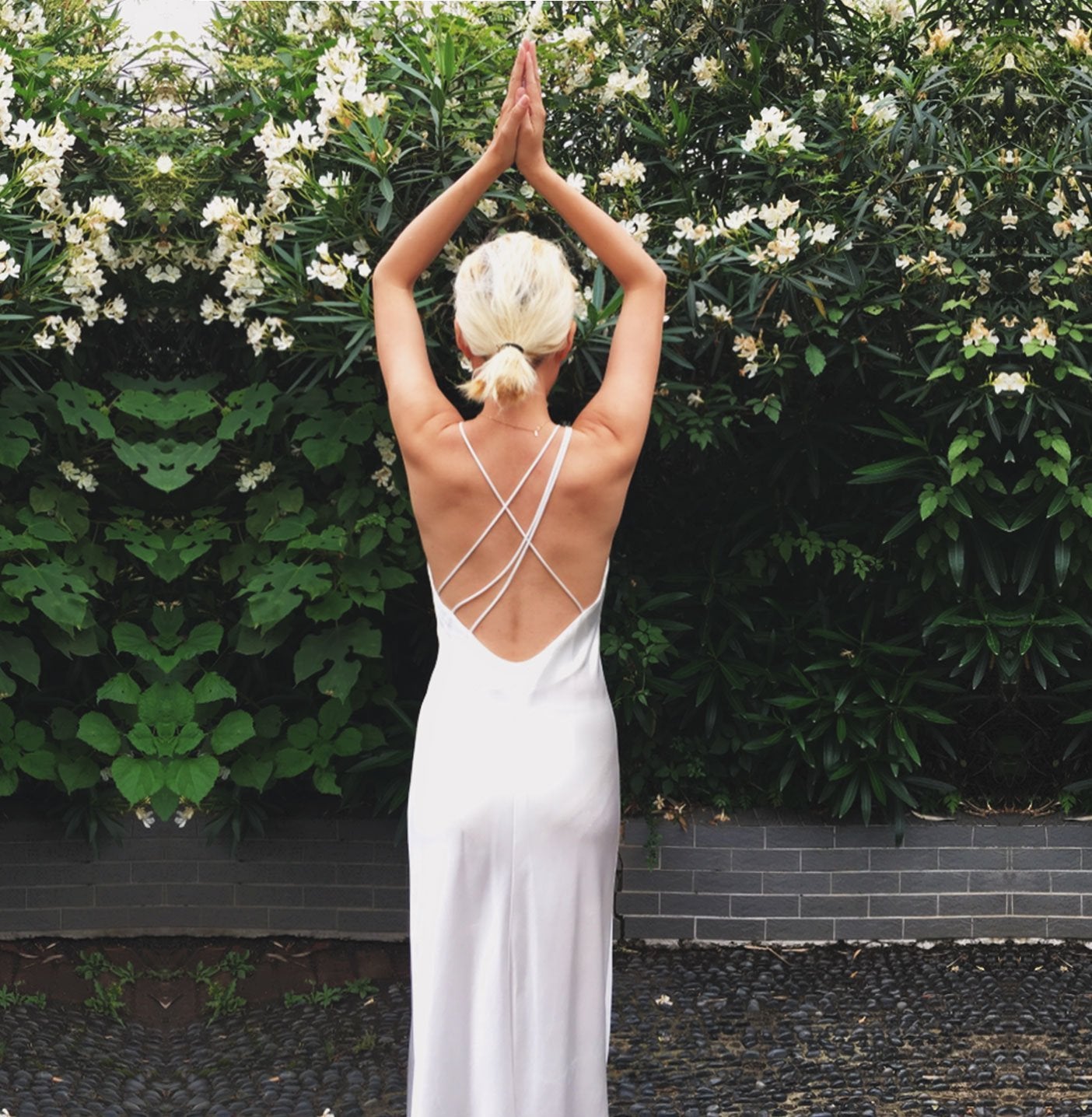 Zohra White V Neck Slip Dress - Studio Alashanghai Silk