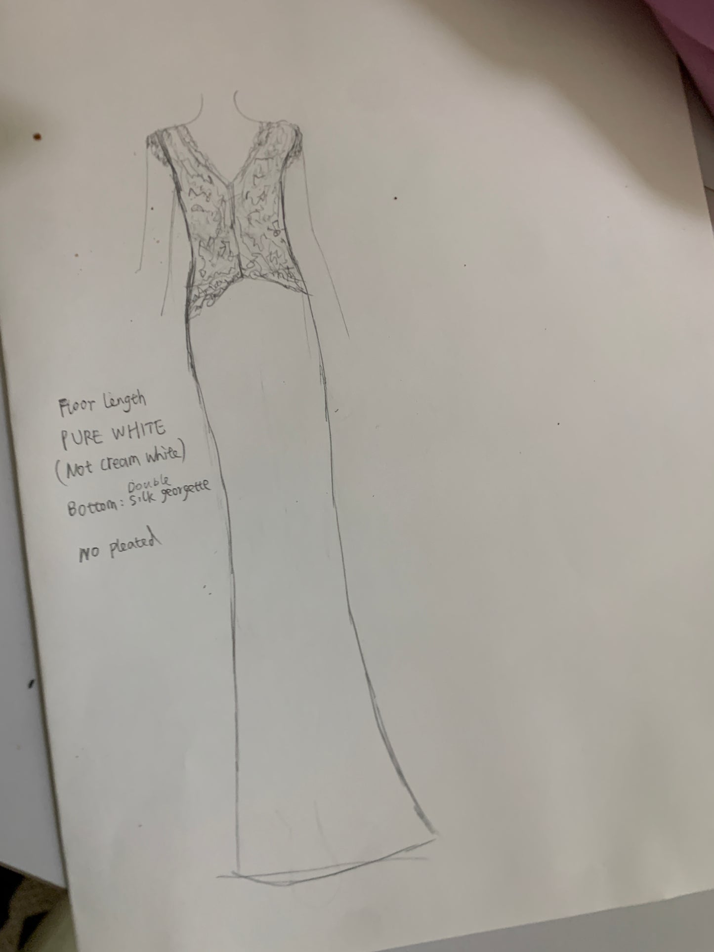 Custom lace silk gown