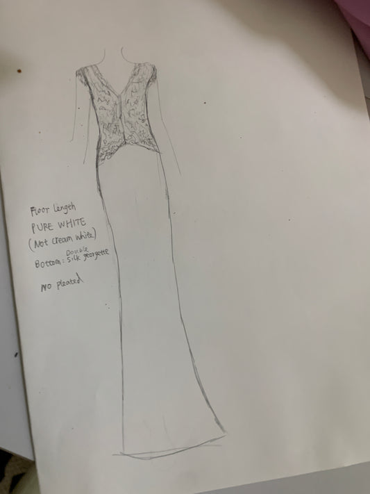 Custom lace silk gown