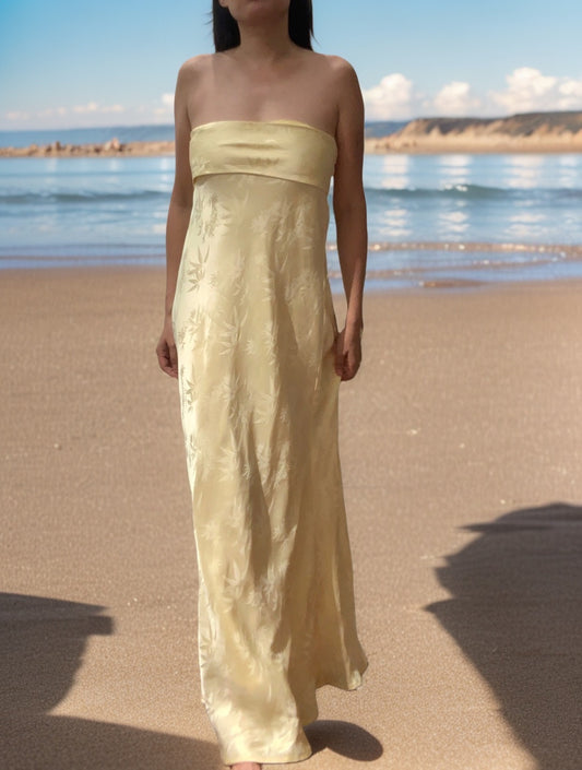 Bamboo Jacquard Strapless Dress