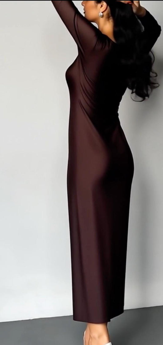 Custom dress in chocolate