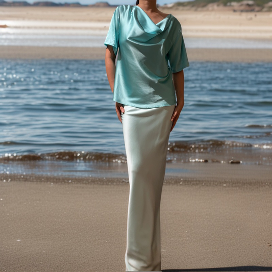 Mulberry Silk Chemise Cowl Neck Tee