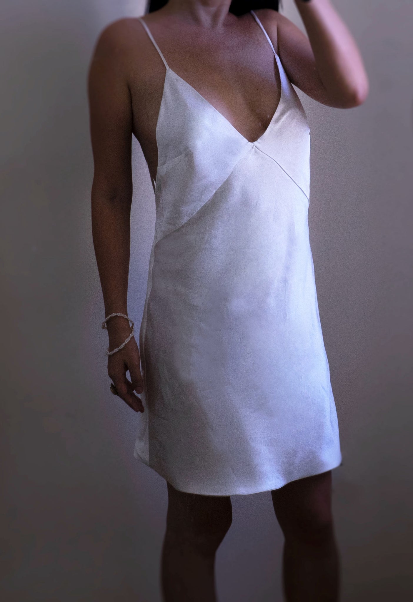 30 momme mulberry silk two-layered bridal mini dress