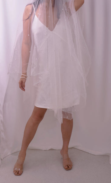 30 momme mulberry silk two-layered bridal mini dress