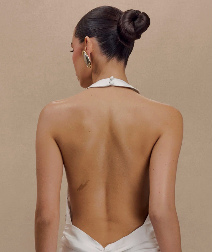 Custom Halter Silk Gown