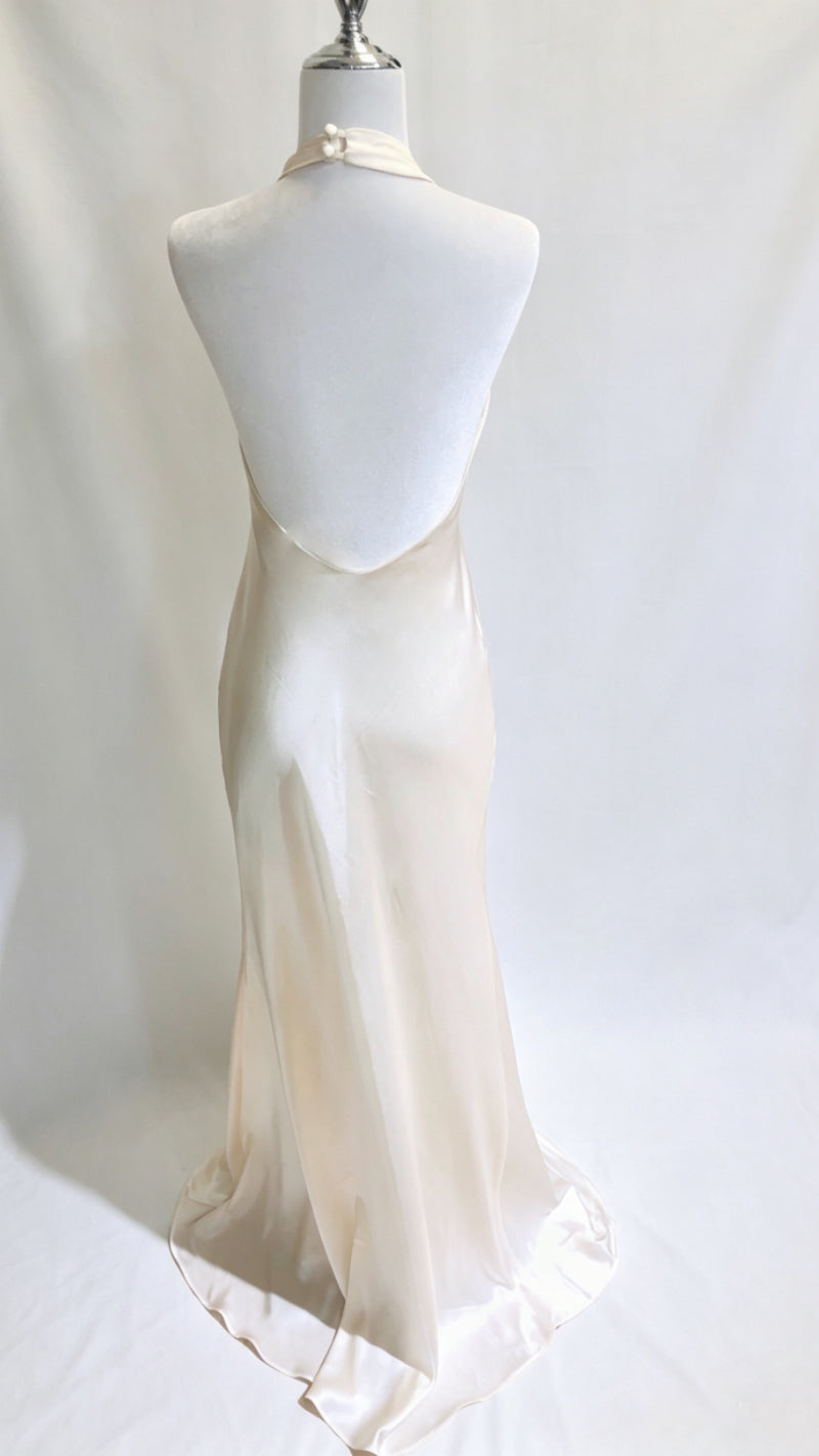 Custom Halter Silk Gown