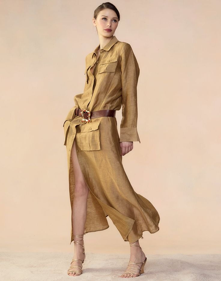 Custom linen shirt dress