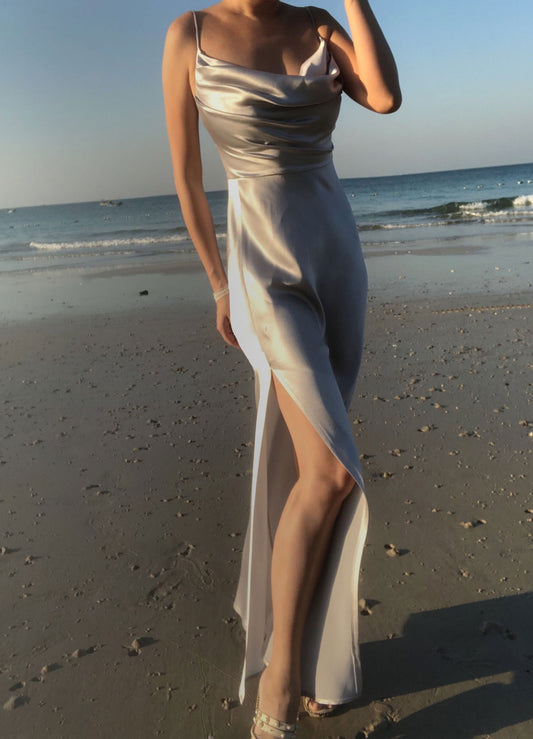Rhiannon Silver Mulberry Silk Dress