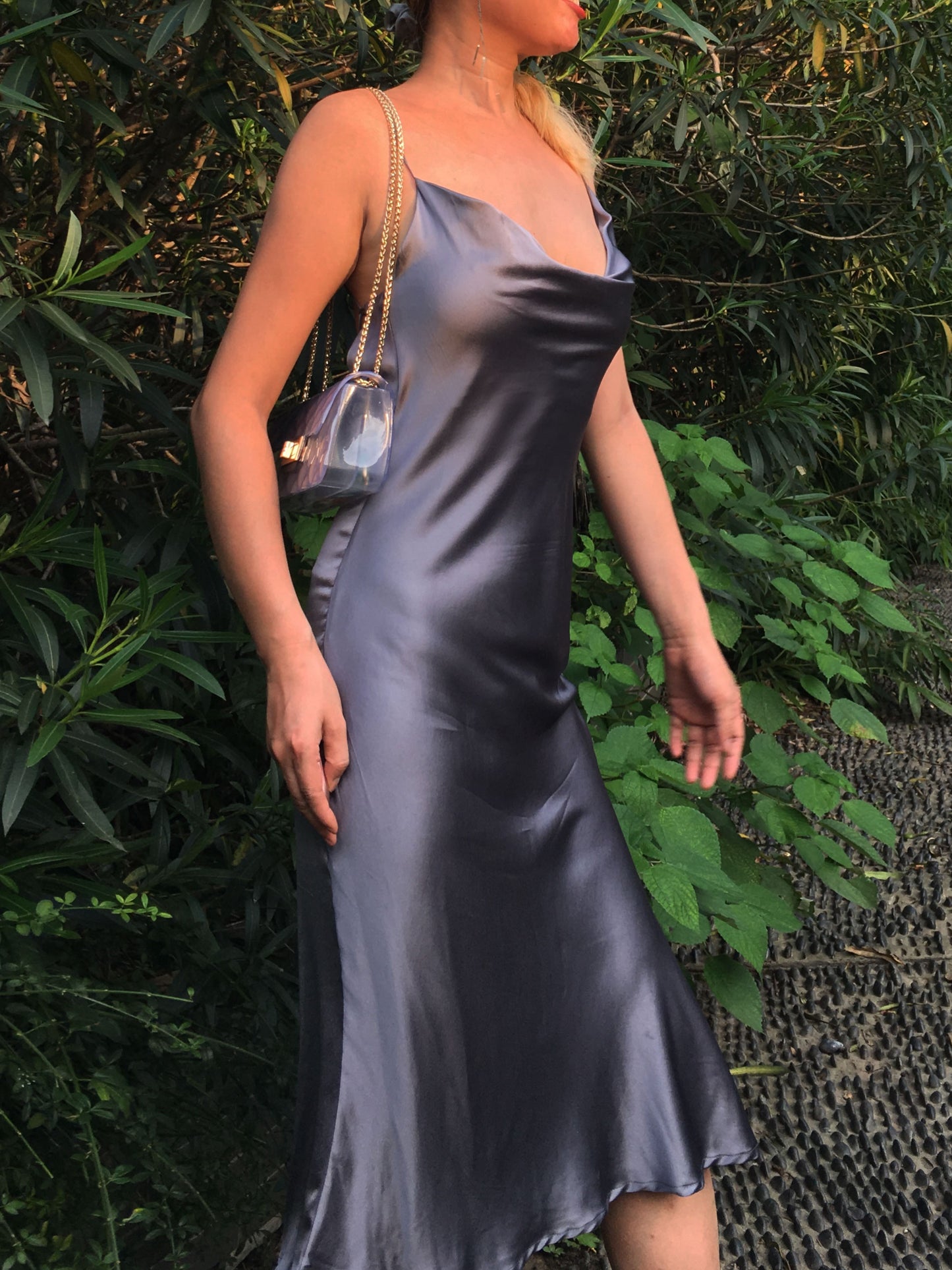SAMPLE SALE * Cowl Neck Mulberry Silk Dress