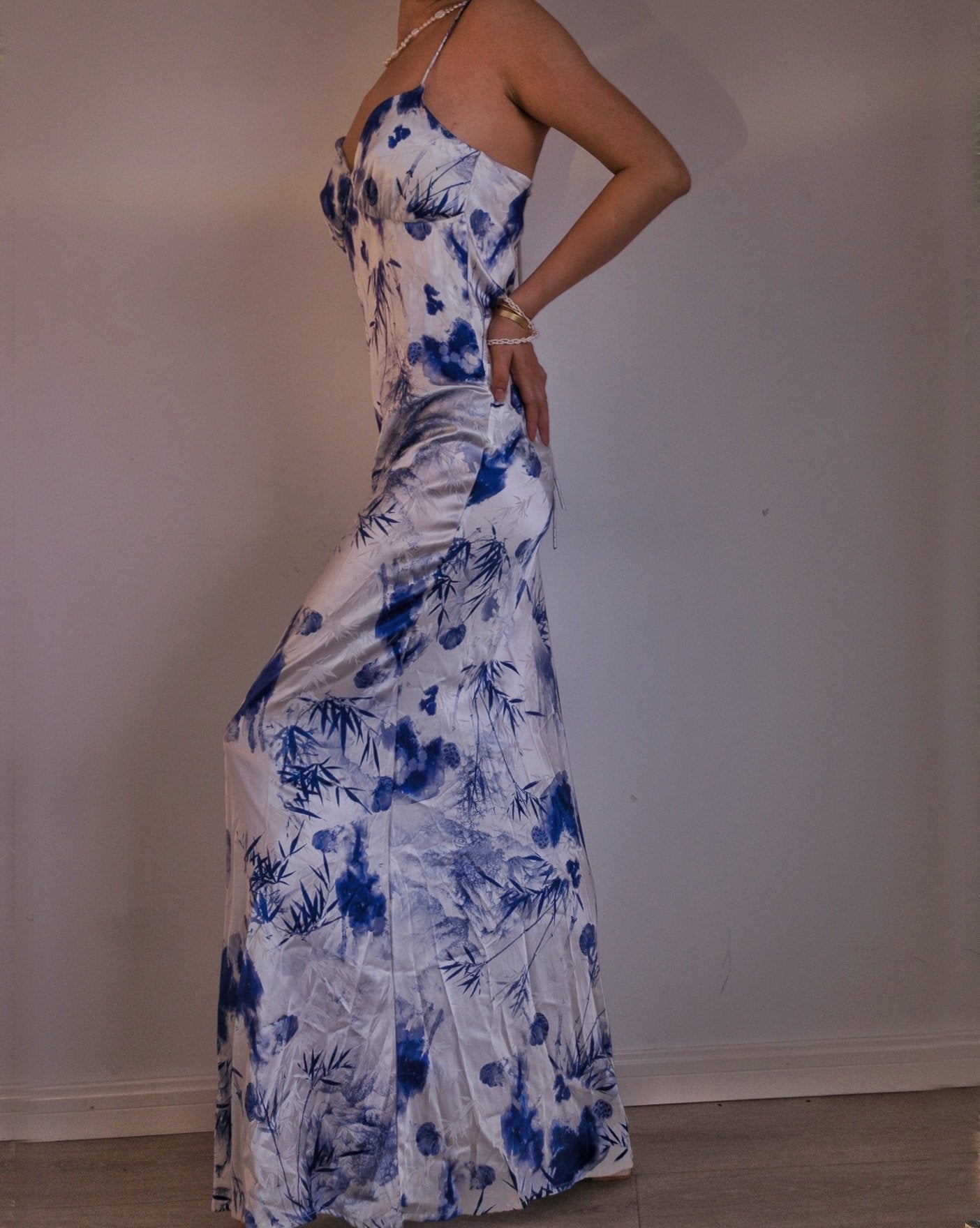 Ink Bamboo Hadiya Mulberry Silk Long dress - Studio Alashanghai Silk