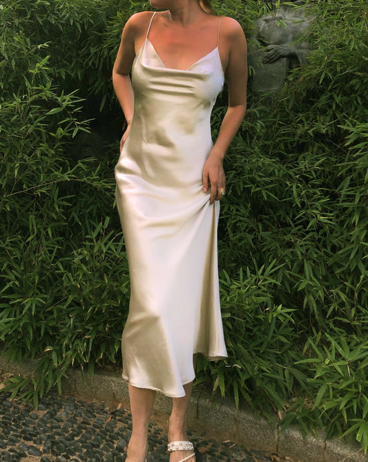 SAMPLE SALE * Light Silver Gray Mulberry Silk Dress - Studio Alashanghai Silk
