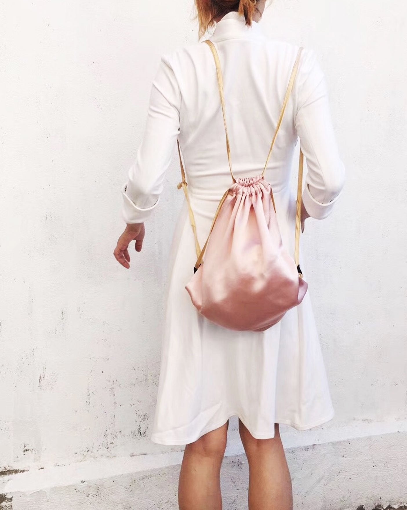 Silk Satin Pink Backpack - Studio Alashanghai Silk