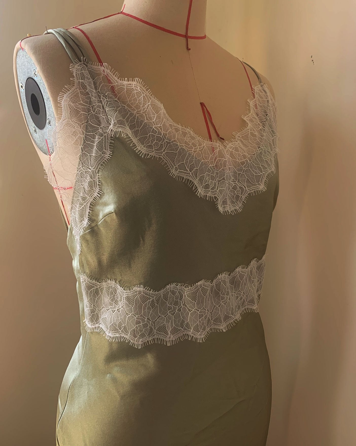 Tin Sage Green Mulberry Silk Dress Gown - Studio Alashanghai Silk