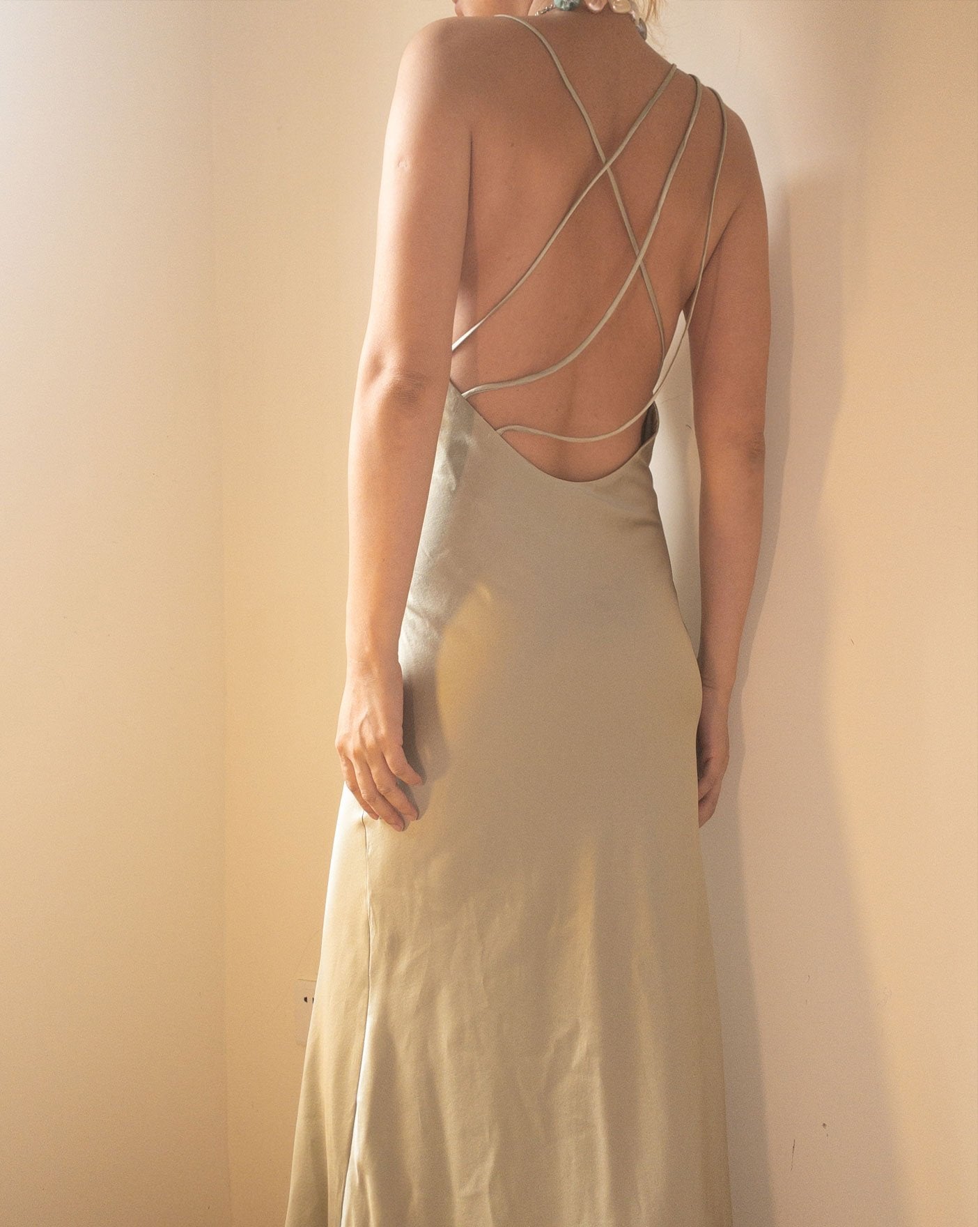 Tin Sage Green Mulberry Silk Dress Gown - Studio Alashanghai Silk