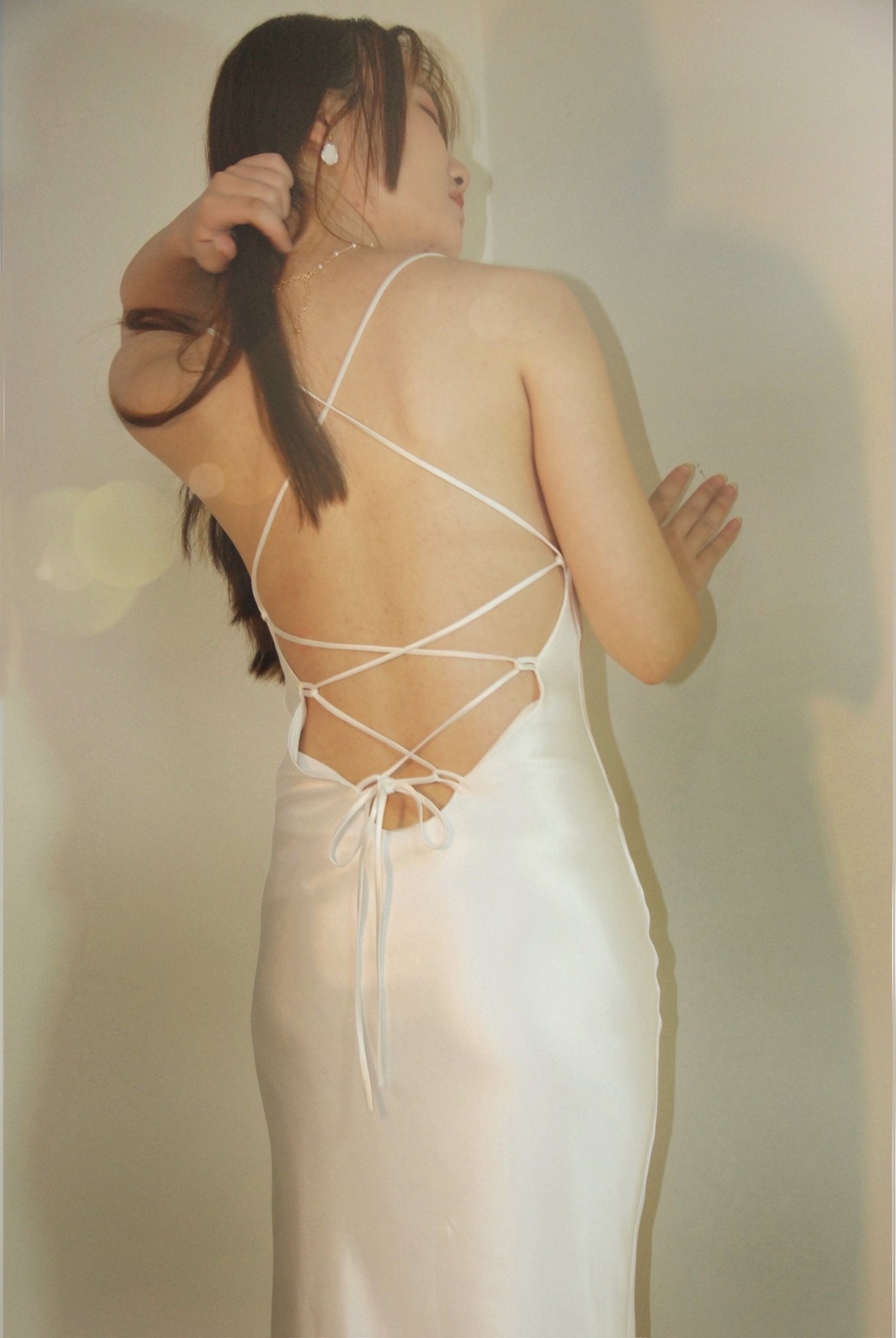 White Organic Silk Long Dress - Studio Alashanghai Silk